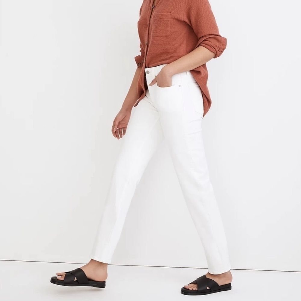 MADEWELL The Mid Rise Perfect Vintage Straight Jeans in White Size 27 - Picture 2 of 10